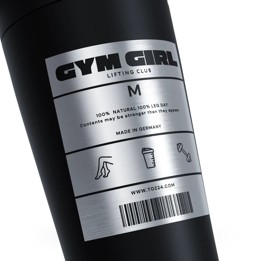 Edelstahl Shaker mit Gravur Gym Girl Label Nah